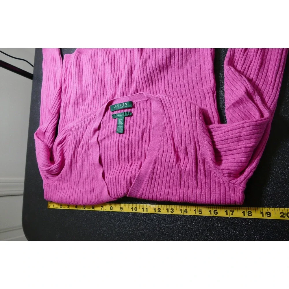 Lauren Ralph Lauren Preppy Silk Cashmere Cardigan Size S Pink Academia Old Money